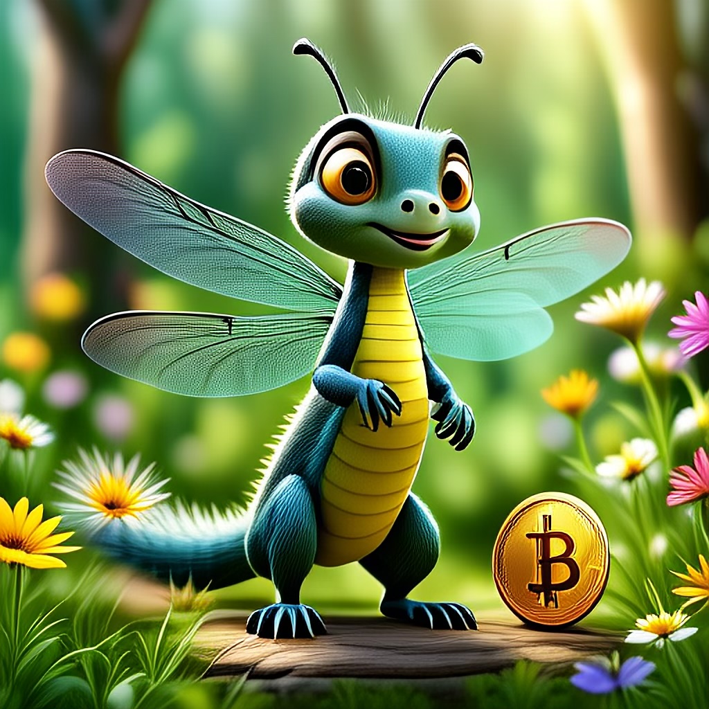 WildNFT #12: Dragon Fly in Forest with Bitcoin