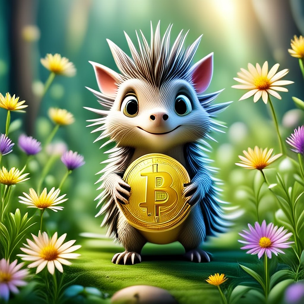 WildNFT #14: Hedgehog in Garden with Bitcoin