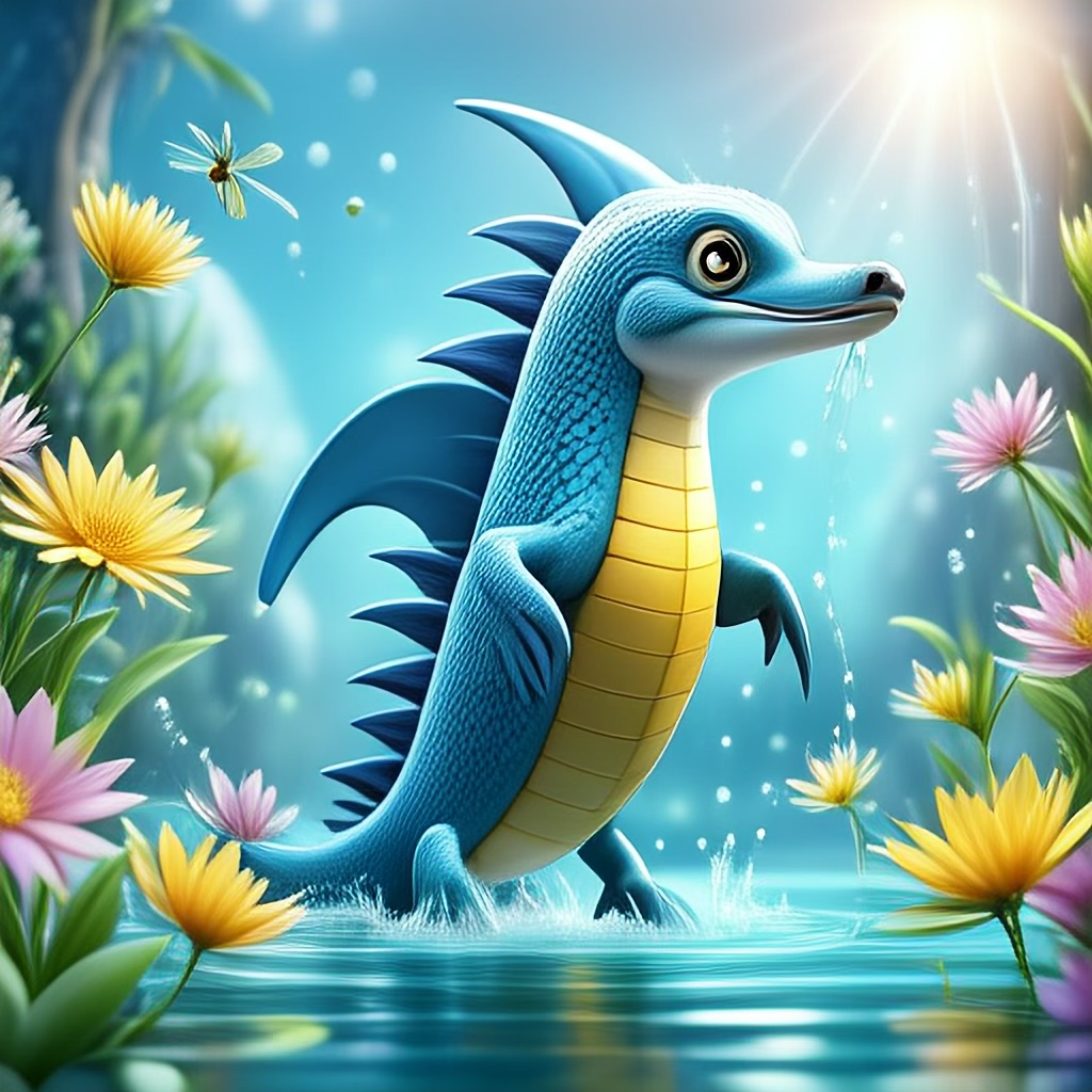 WildNFT #15: Mythical Dolphin in Water with Flowers