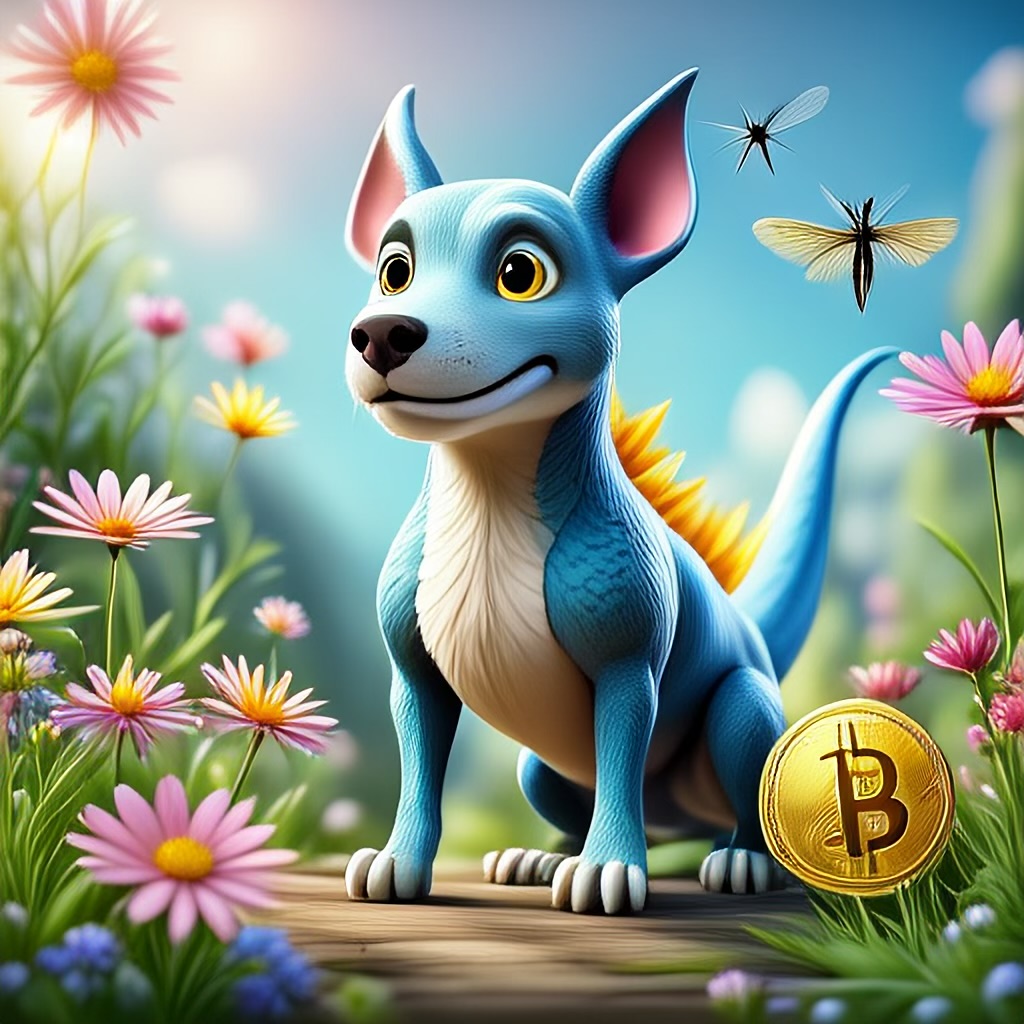 WildNFT #16: Blue Dog in Garden with Flowers