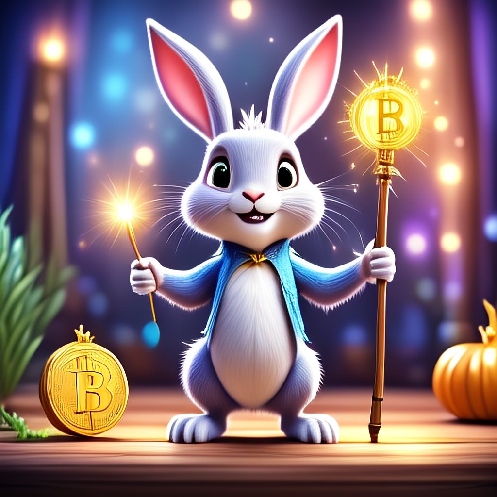 WildNFT #17: Rabbit on Stage with Bitcoin Magic Wand