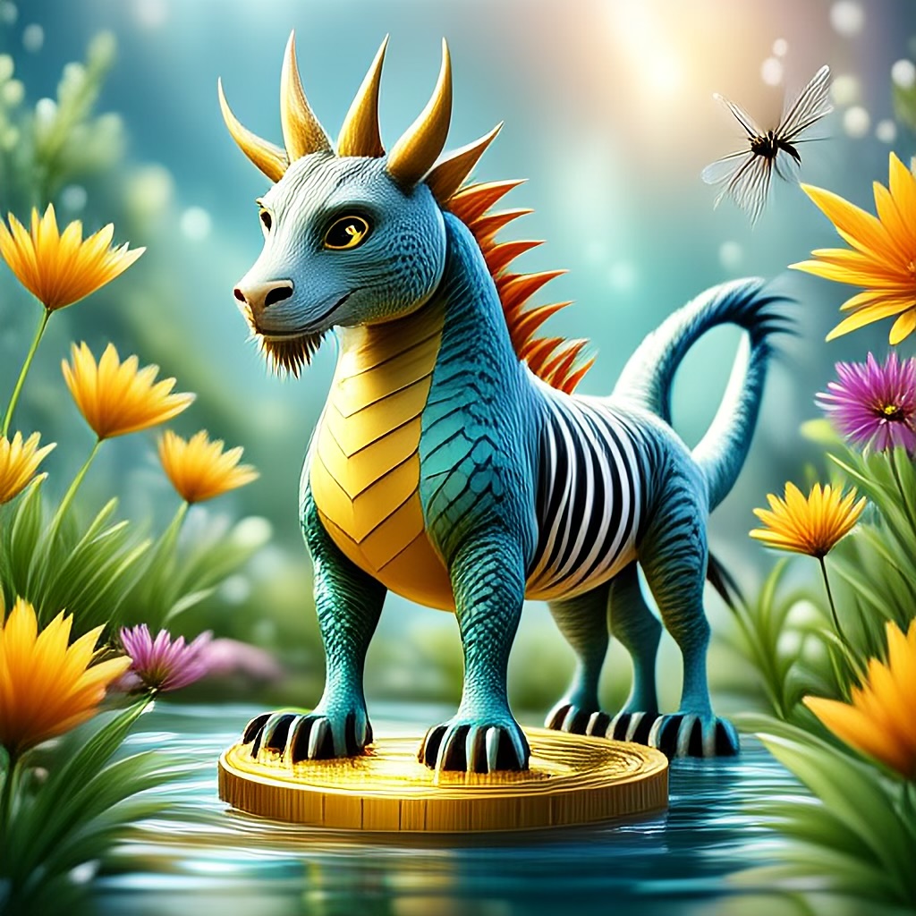 WildNFT #29: Mythical Zebra in Water with Flowers