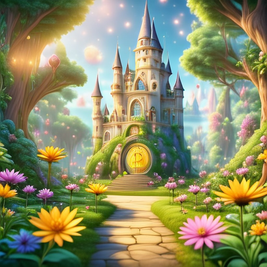 WildNFT #32: Magical Castle in Magical Forest with Flowers