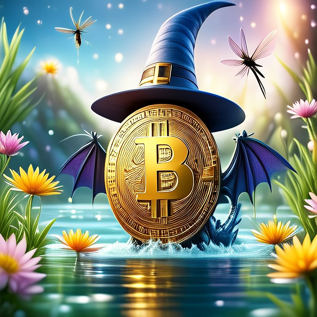 WildNFT #34: Bitcoin in Magical Water with Hat