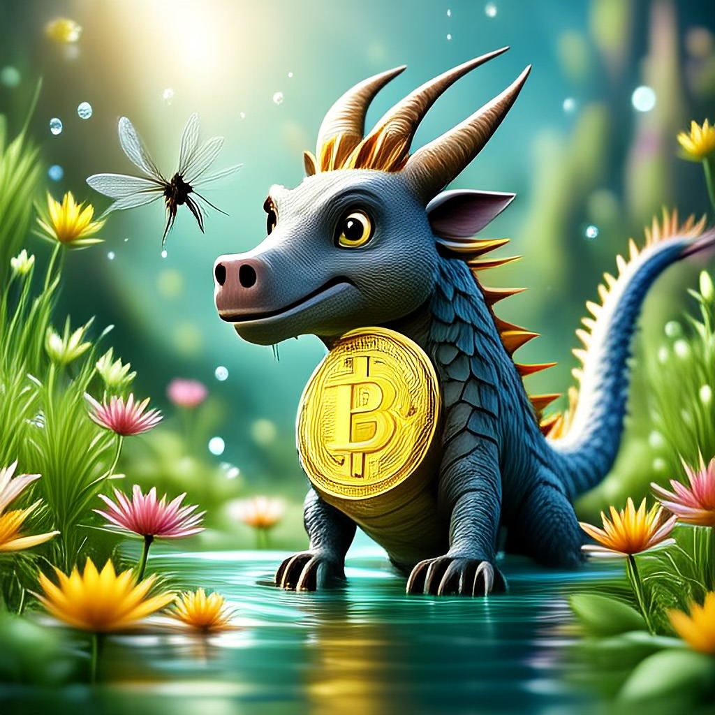 WildNFT #37: Mythical Boar in Water with Bitcoin