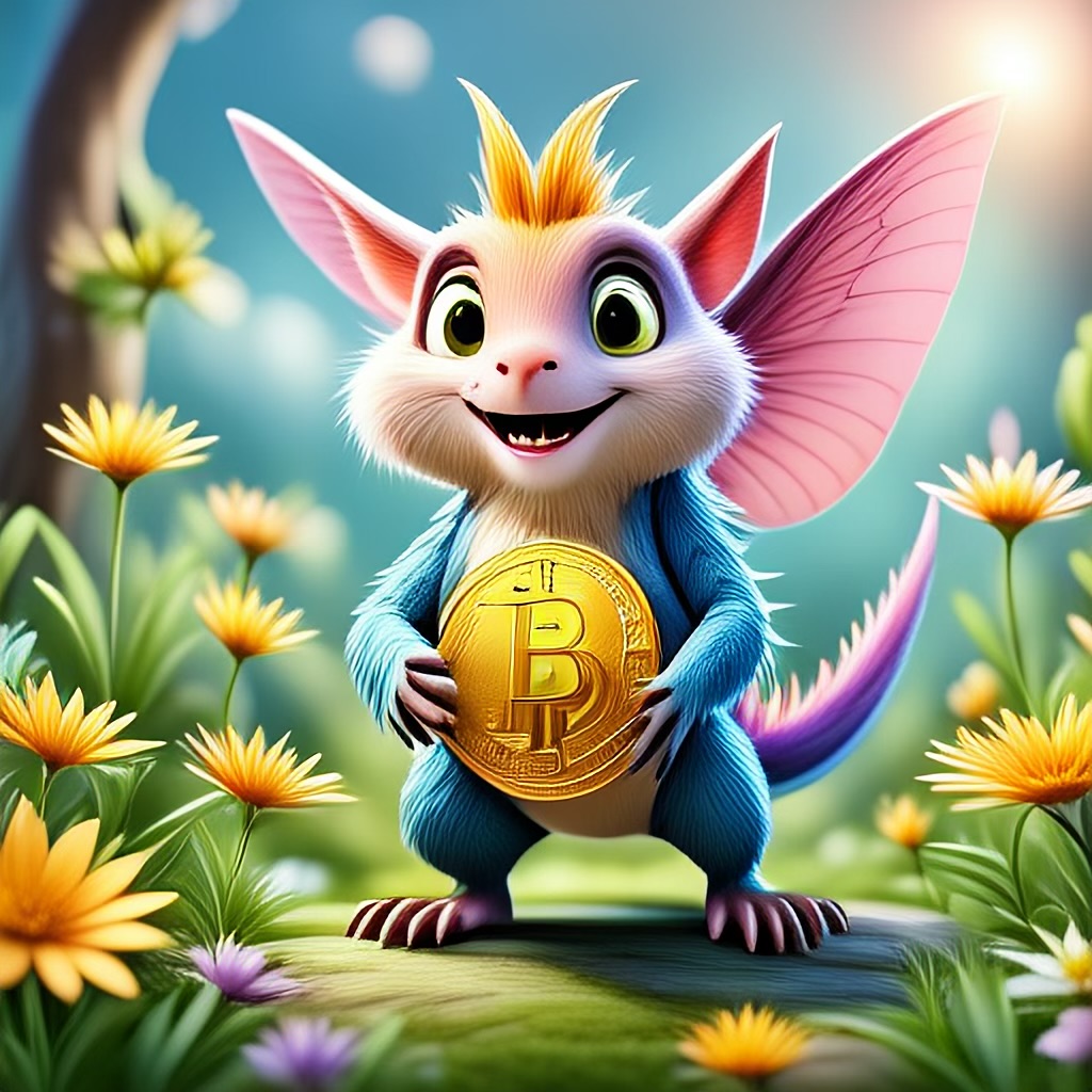 WildNFT #56: Mythical Hamster in Garden with Bitcoin