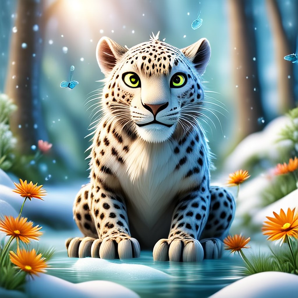 WildNFT #72: Leopard in Forest with Flowers