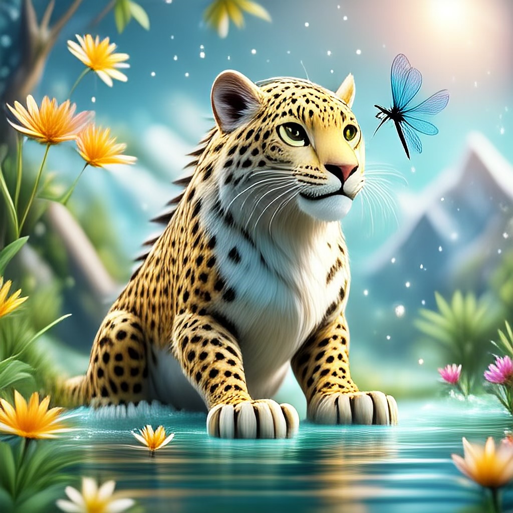 WildNFT #79: Leopard in Forest with Flowers