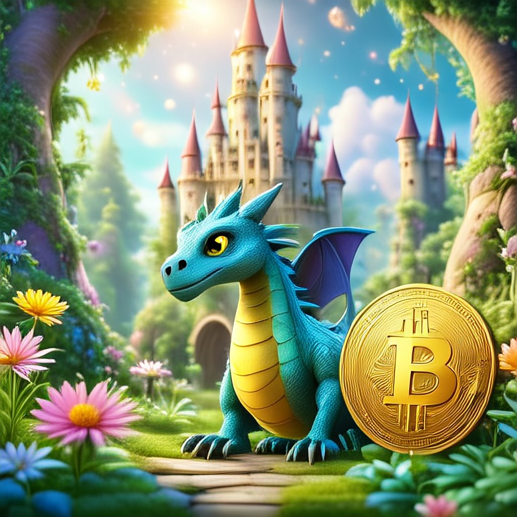 WildNFT #85: Dragon in Magical Forest with Bitcoin