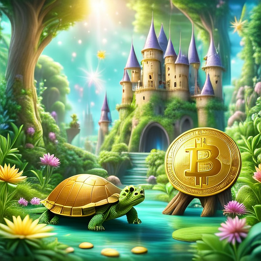 WildNFT #86: Turtle in Magical Forest with Bitcoin