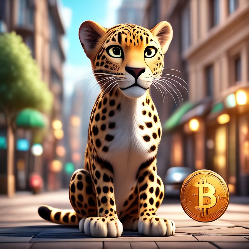 WildNFT #88: Leopard on Street with Bitcoin