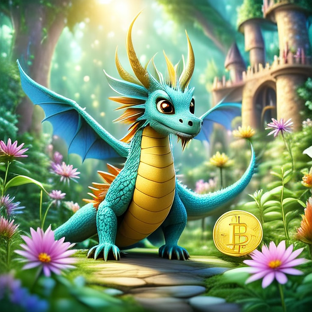 WildNFT #94: Dragon in Magical Forest with Bitcoin