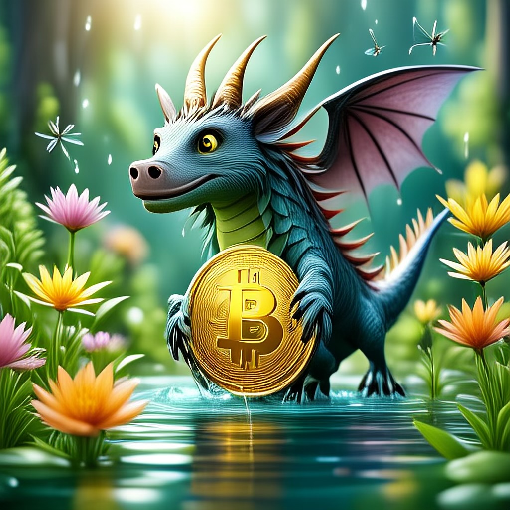 WildNFT #14: Mythical Boar in Water with Bitcoin