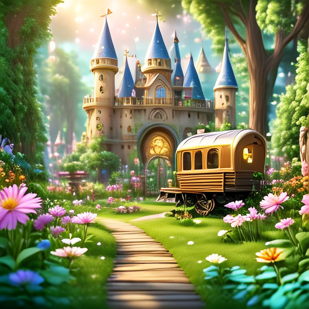 WildNFT #17: Magical Castle in Magical Forest with Flowers