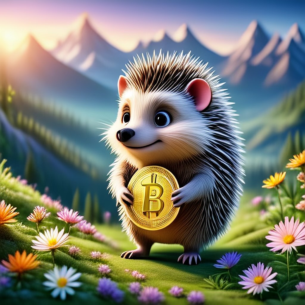 WildNFT #21: Hedgehog in Mountains with Bitcoin