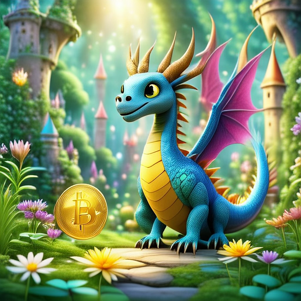 WildNFT #24: Dragon in Magical Forest with Bitcoin