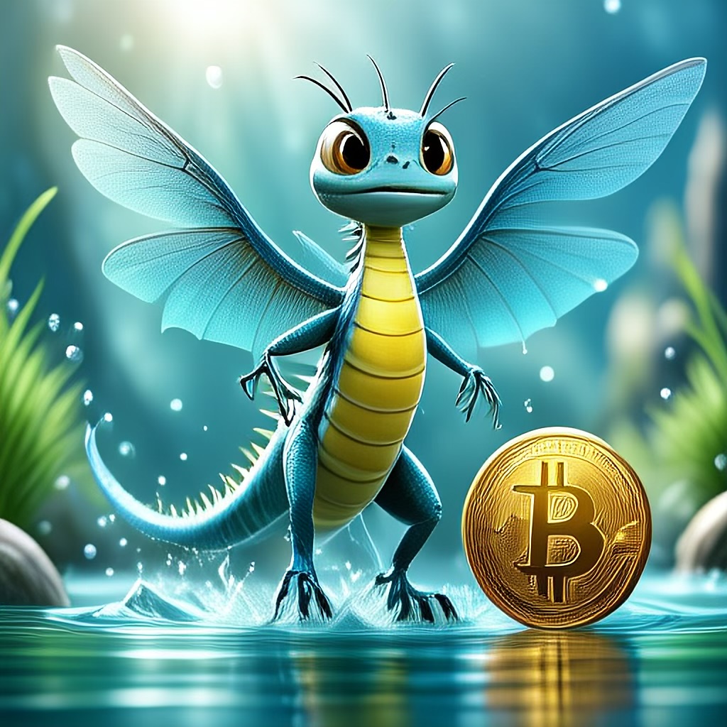 WildNFT #26: Dragon Fly in Water with Bitcoin