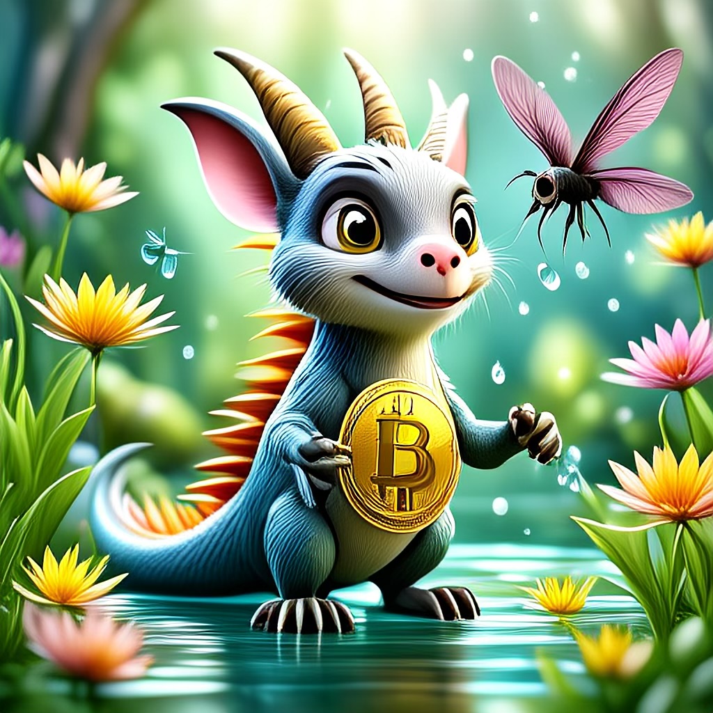 WildNFT #27: Mythical Possum in Water with Bitcoin