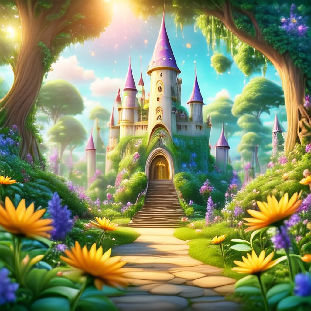 WildNFT #29: Magical Castle in Magical Forest with Flowers