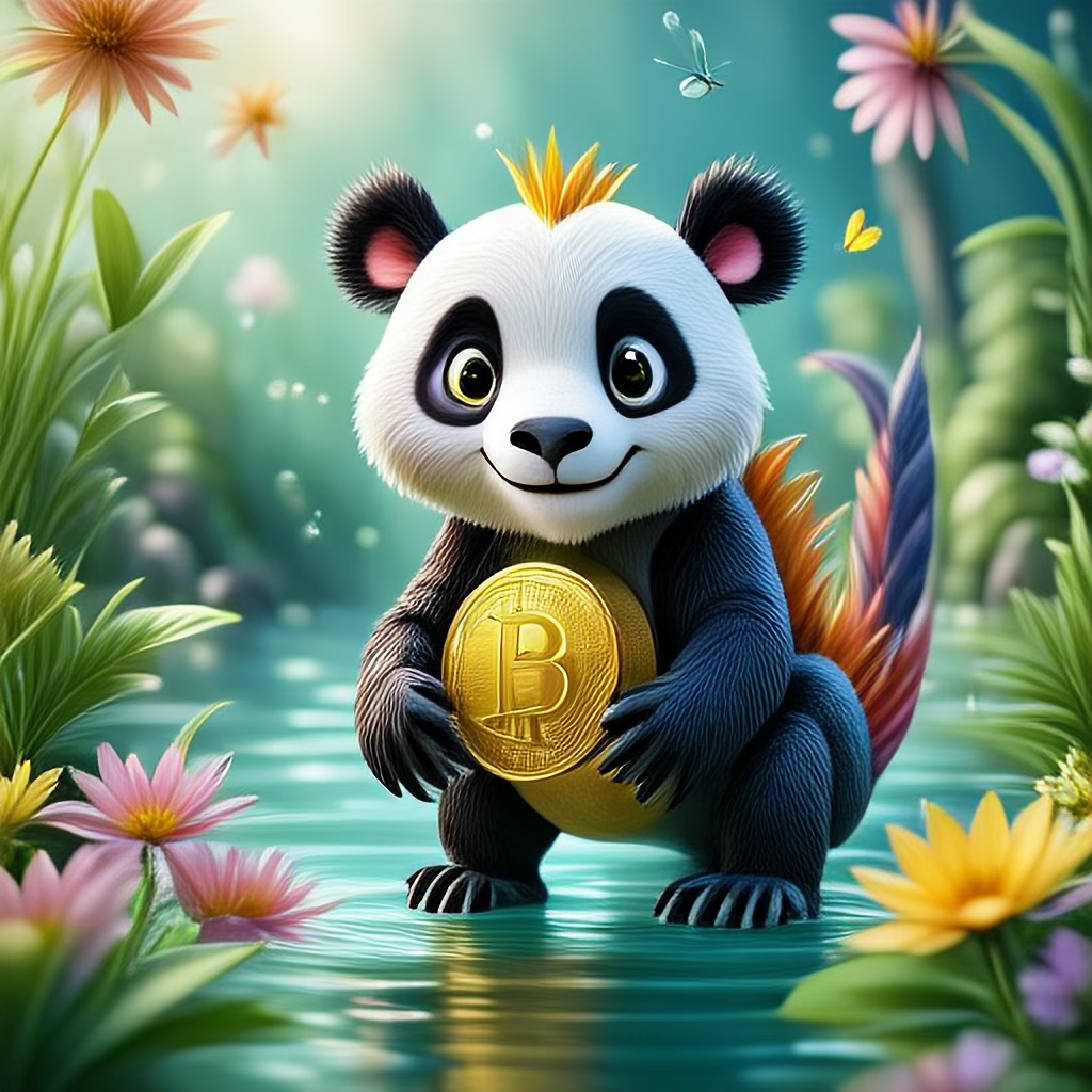 WildNFT #3: Mythical Panda in Water with Bitcoin