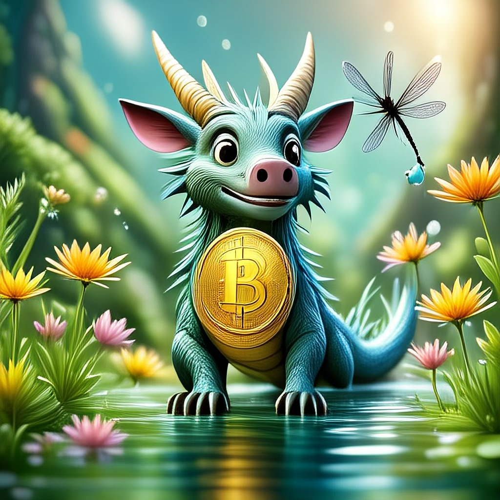 WildNFT #30: Mythical Boar in Water with Bitcoin