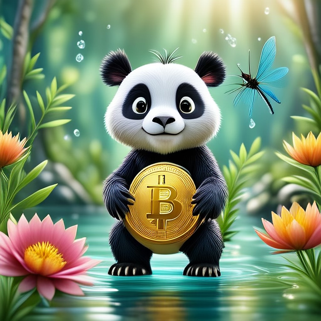 WildNFT #35: Panda in Water with Bitcoin