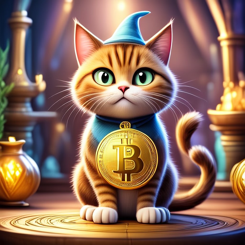 WildNFT #41: Cat at Home with Bitcoin Necklace