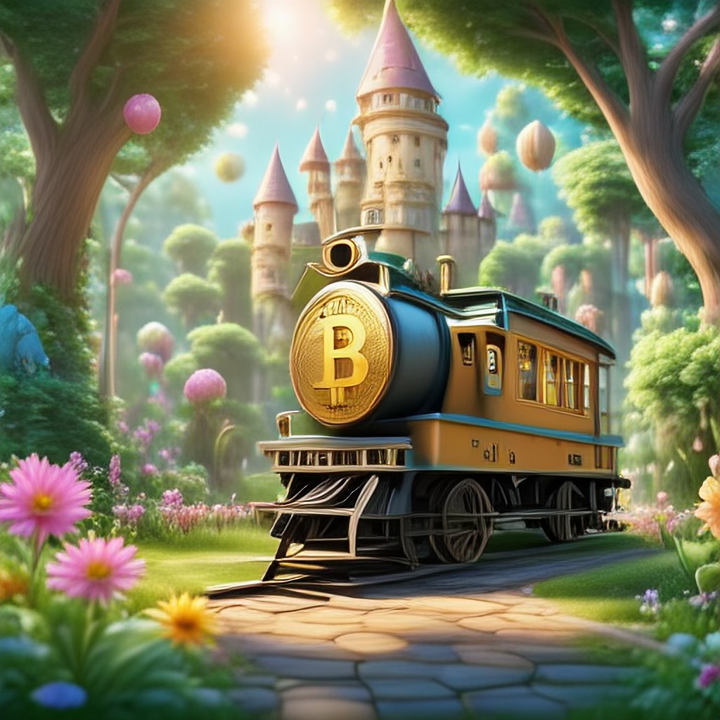 WildNFT #42: Magical Castle in Magical Forest with Bitcoin Train