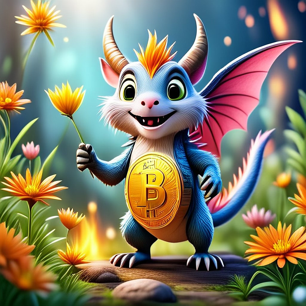 WildNFT #56: Mythical Squirrel in Magical Garden with Bitcoin