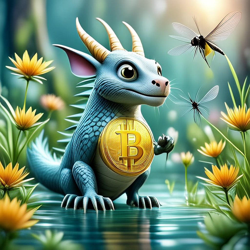 WildNFT #69: Mythical Rat in Water with Bitcoin