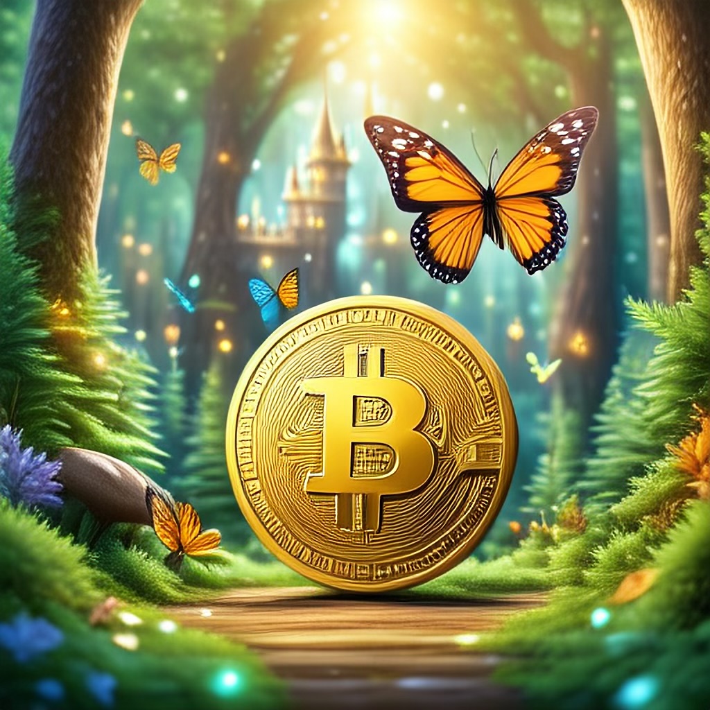 WildNFT #7: Butterfly in Magical Forest with Bitcoin