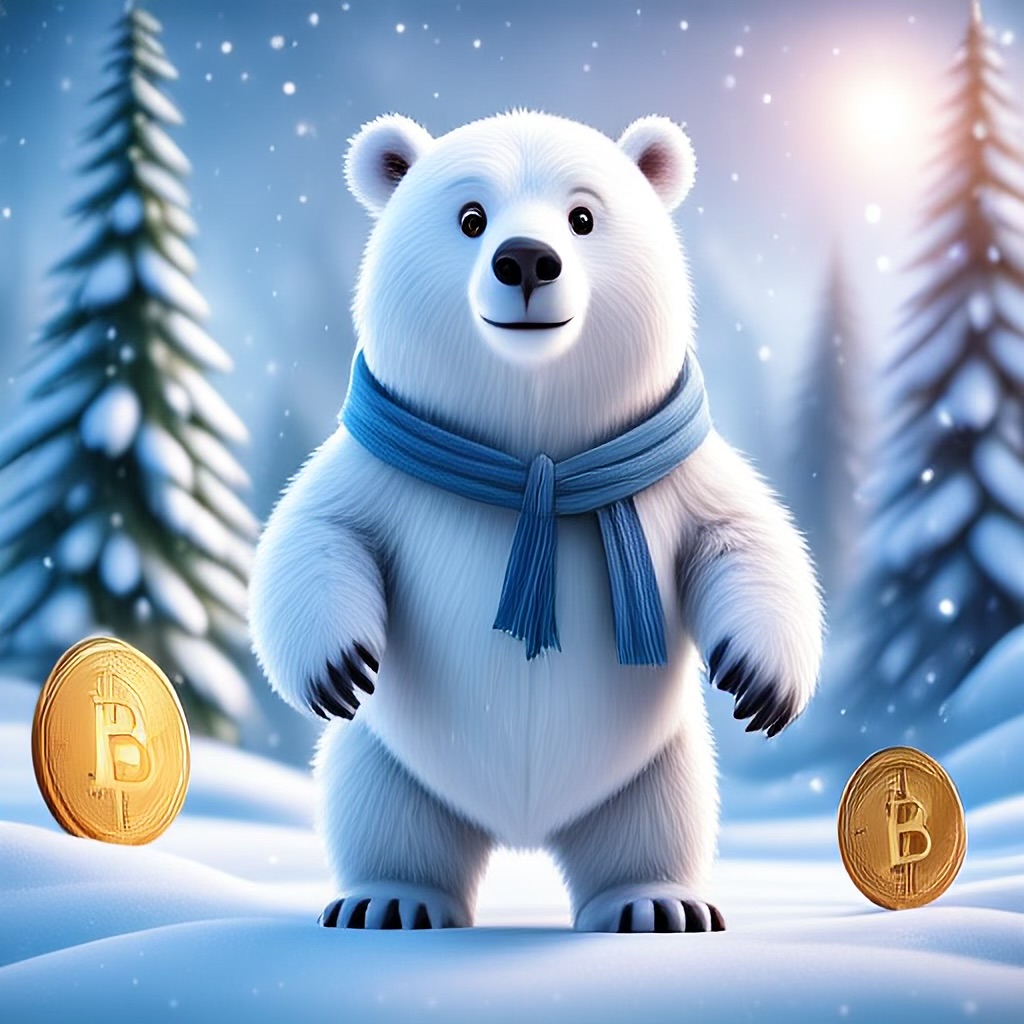 WildNFT #75: Polar Bear in Snow Forest with Bitcoin