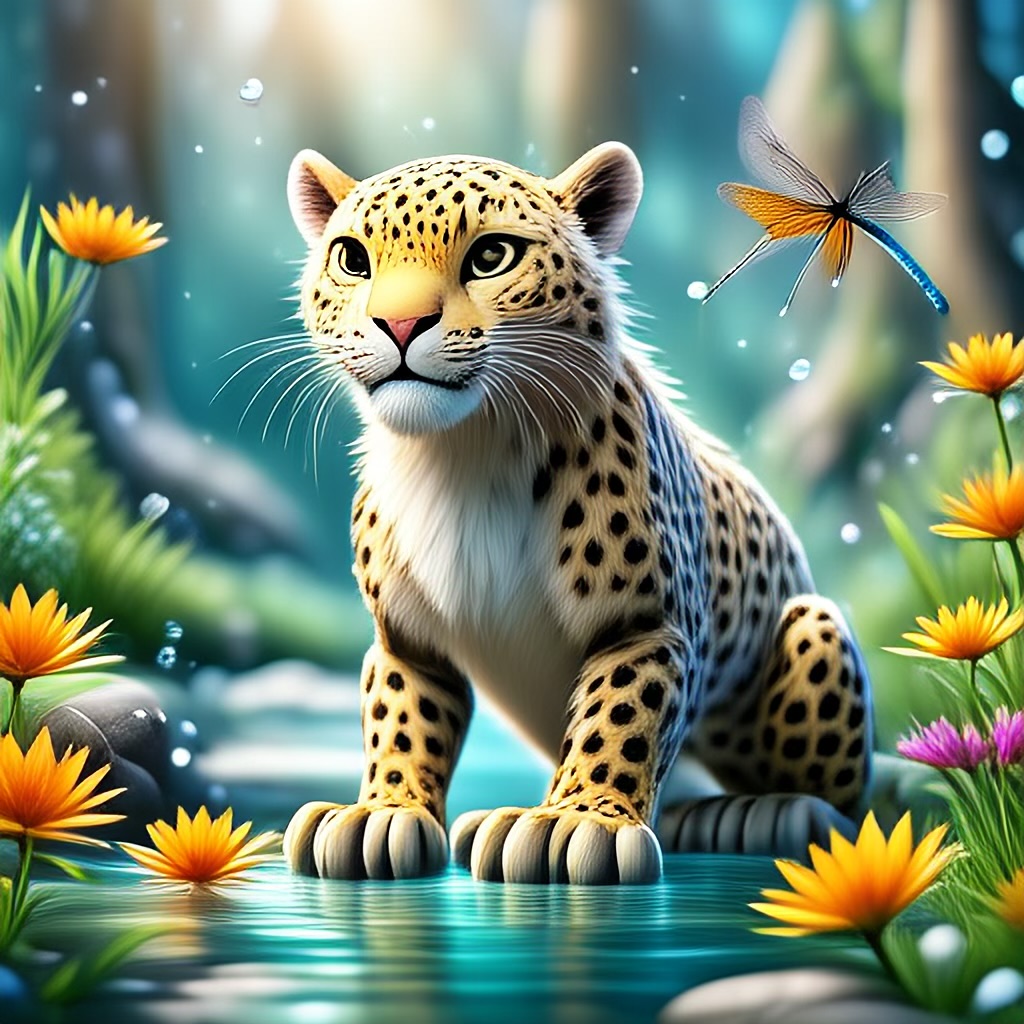 WildNFT #77: Tiger in Magical Forest with Flowers