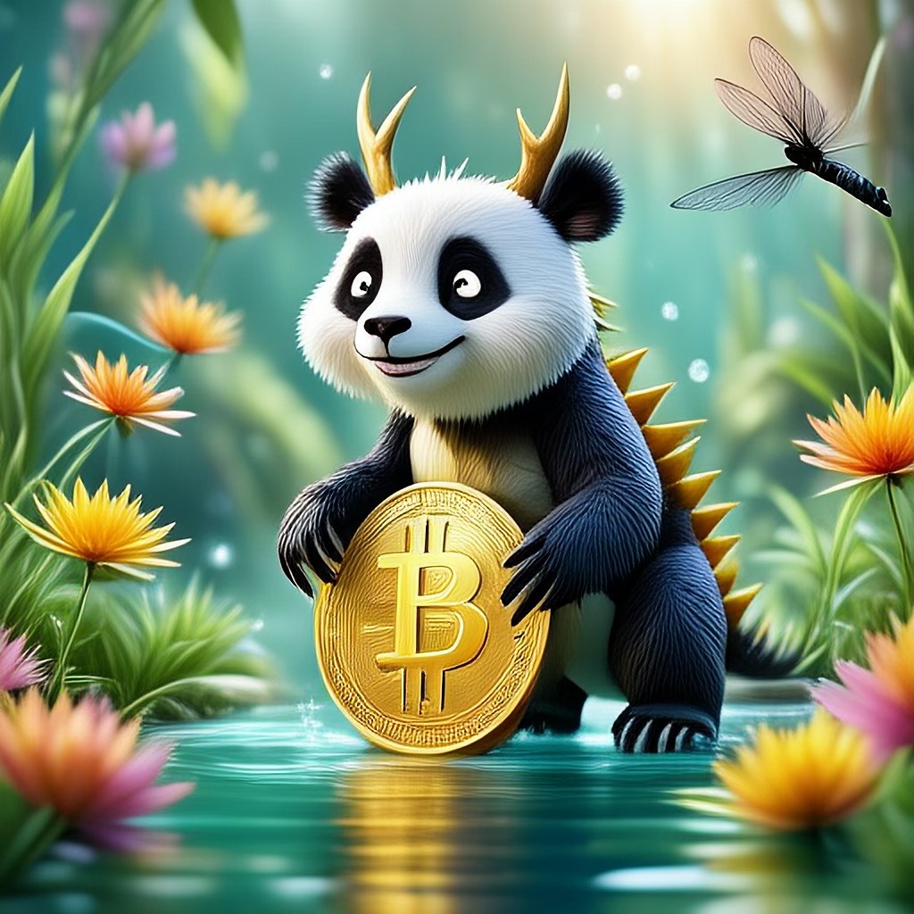 WildNFT #8: Mythical Panda in Magical Water with Bitcoin