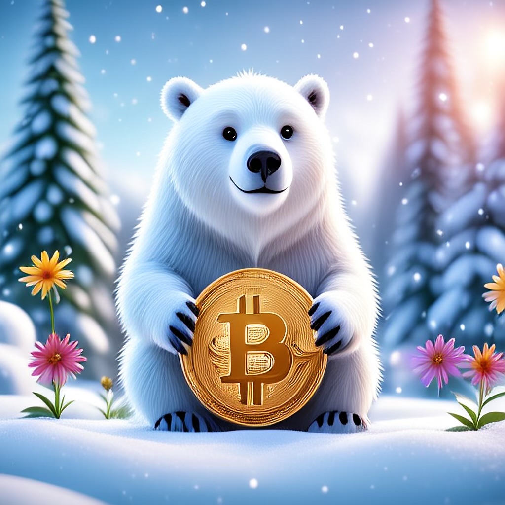 WildNFT #87: Polar Bear in Snow Forest with Bitcoin