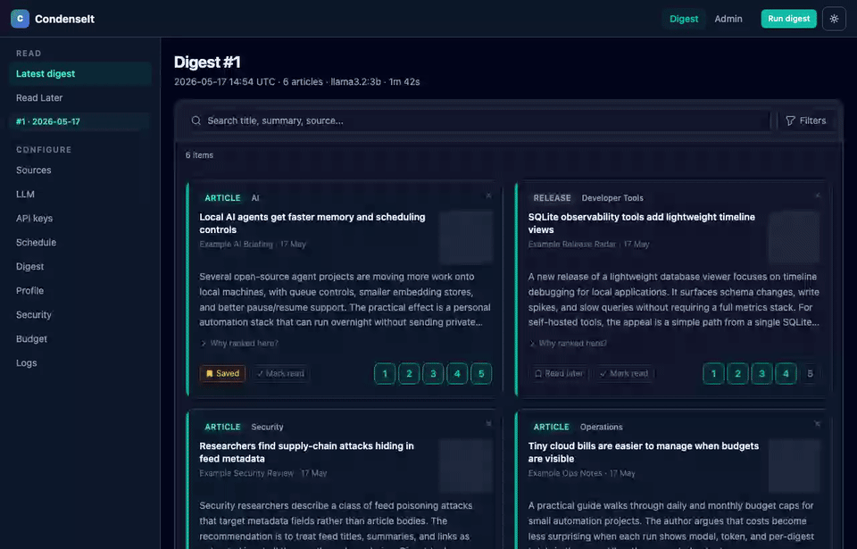 CondenseIt walkthrough with demo data