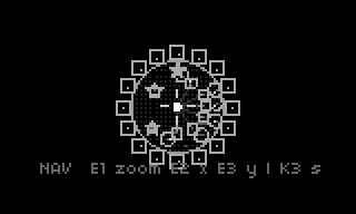 zoomed all the way out: the whole table with the 16-slot patch ring around it, every slot stored