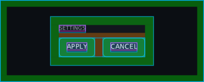 a panel with padding, a row of buttons with gaps between them and a label, under the layout overlay