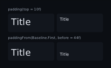 the same title with plain top padding and with padding from its baseline