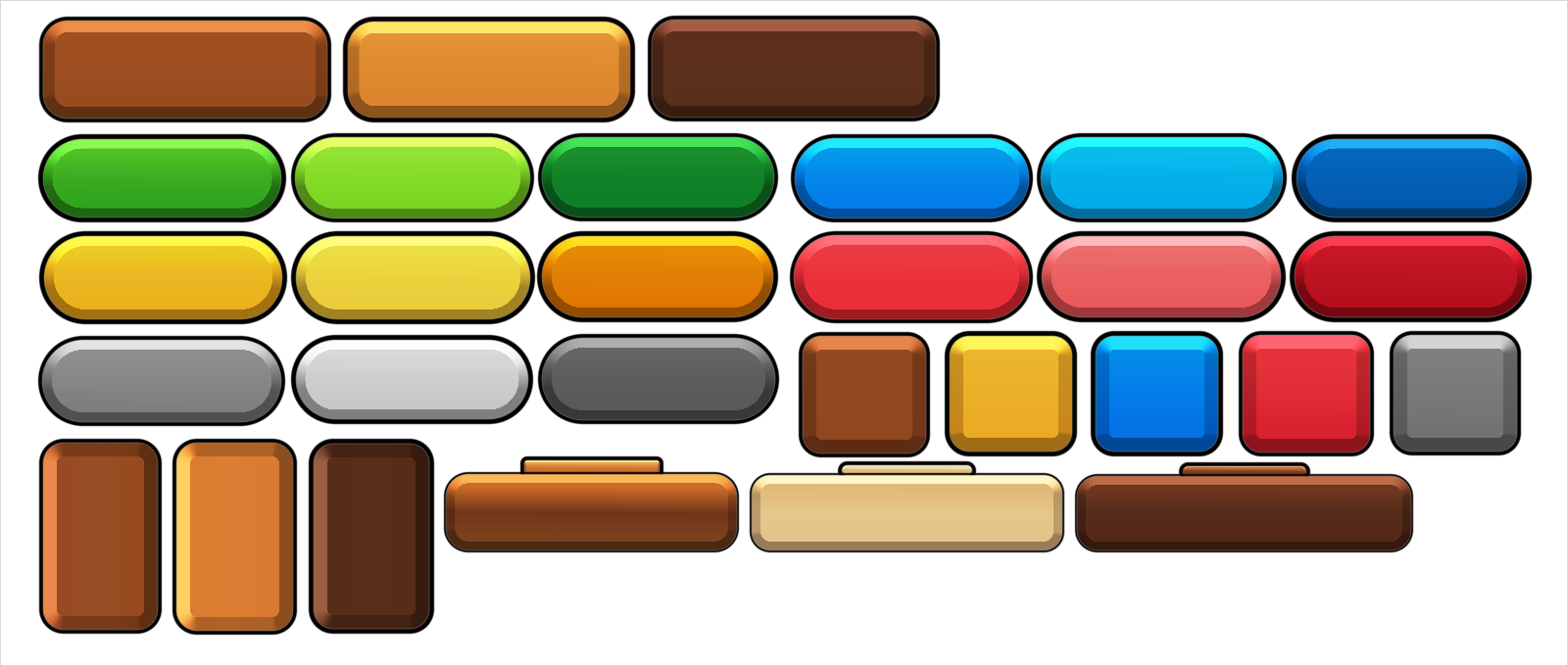 the sheet's buttons again, each drawn with a gradient and one moulded call