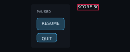 a still menu and a score that ticks, with the score's border flashing red