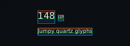 two sizes on one baseline and a line of body text, under the text metrics overlay