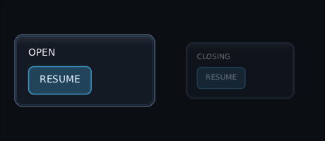 a menu half way through fading and shrinking out