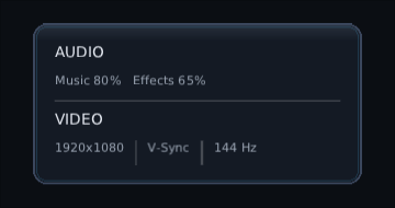 a panel split by a horizontal divider, with vertical dividers between settings
