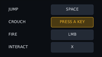 a controls list with one binding waiting for a press
