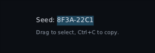 A seed code with its code dragged over and highlighted