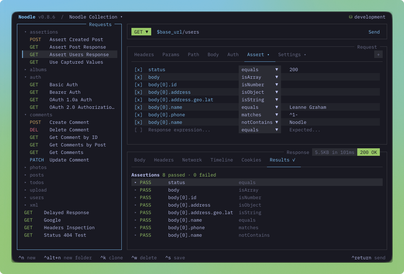 Noodle terminal interface