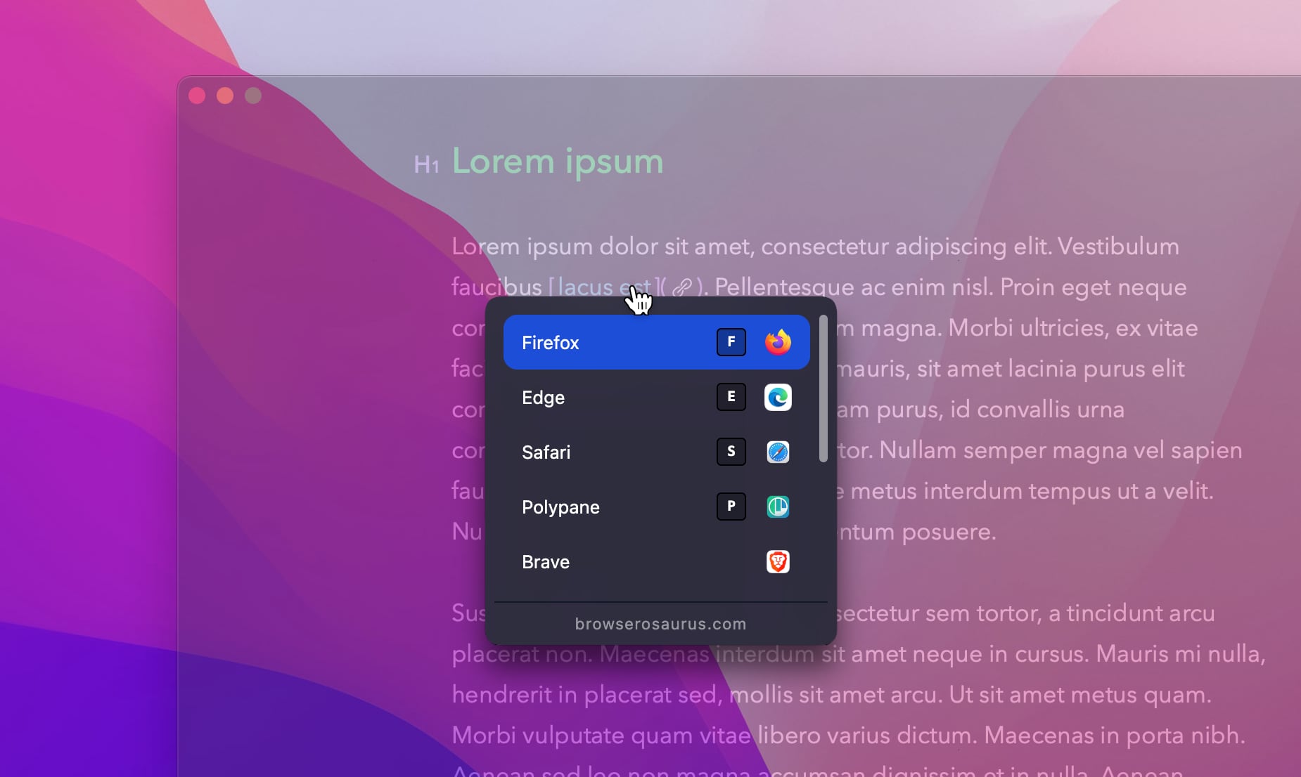 Browserosaurus screenshot