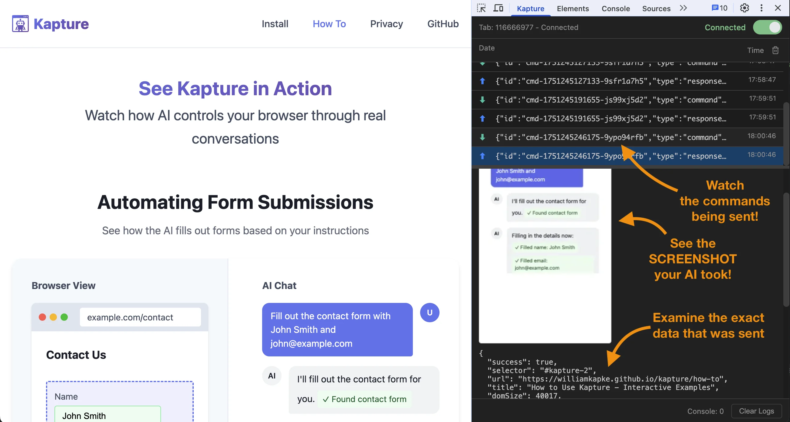 Kapture DevTools Extension Panel