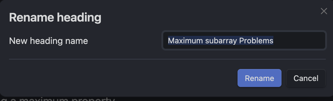 Rename Heading Modal